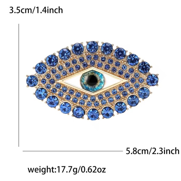 Gaze Evil Eye Royal Blue Crystals Brooch - Picture 3 of 3
